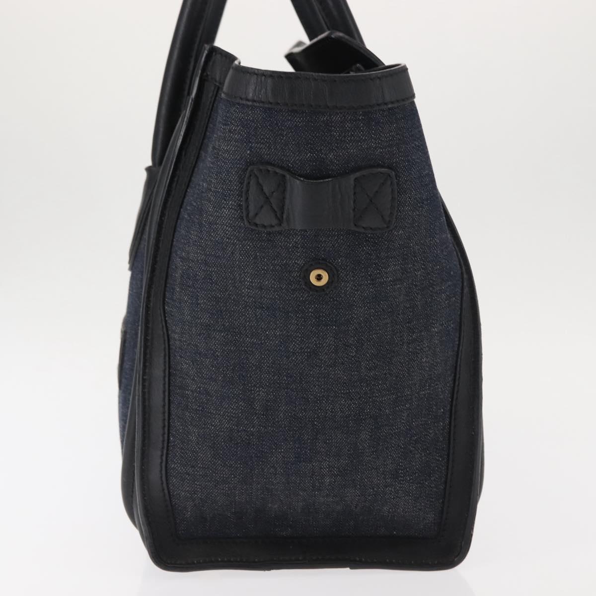 CELINE Luggage Mini shopper Hand Bag Denim Black Gold Auth ep11134