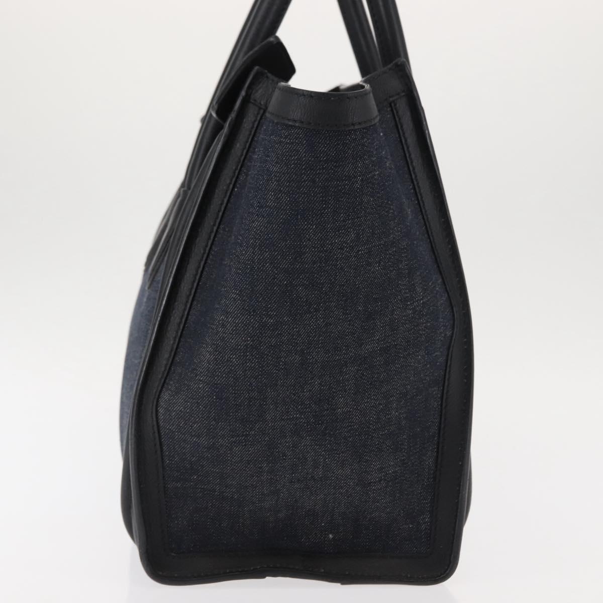 CELINE Luggage Mini shopper Hand Bag Denim Black Gold Auth ep11134
