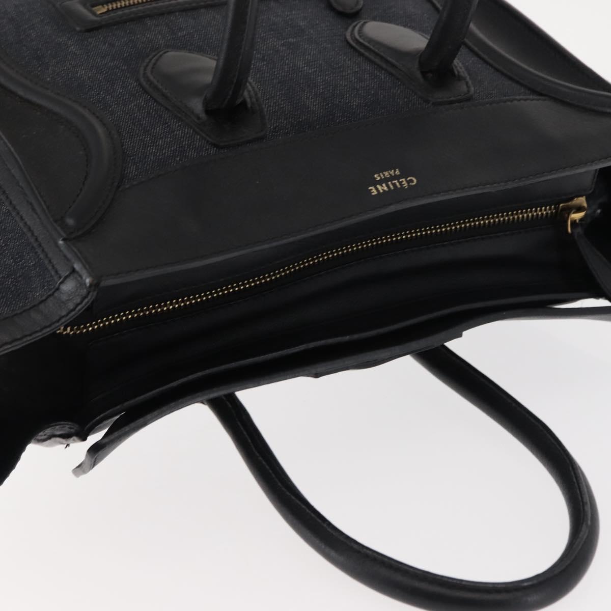 CELINE Luggage Mini shopper Hand Bag Denim Black Gold Auth ep11134