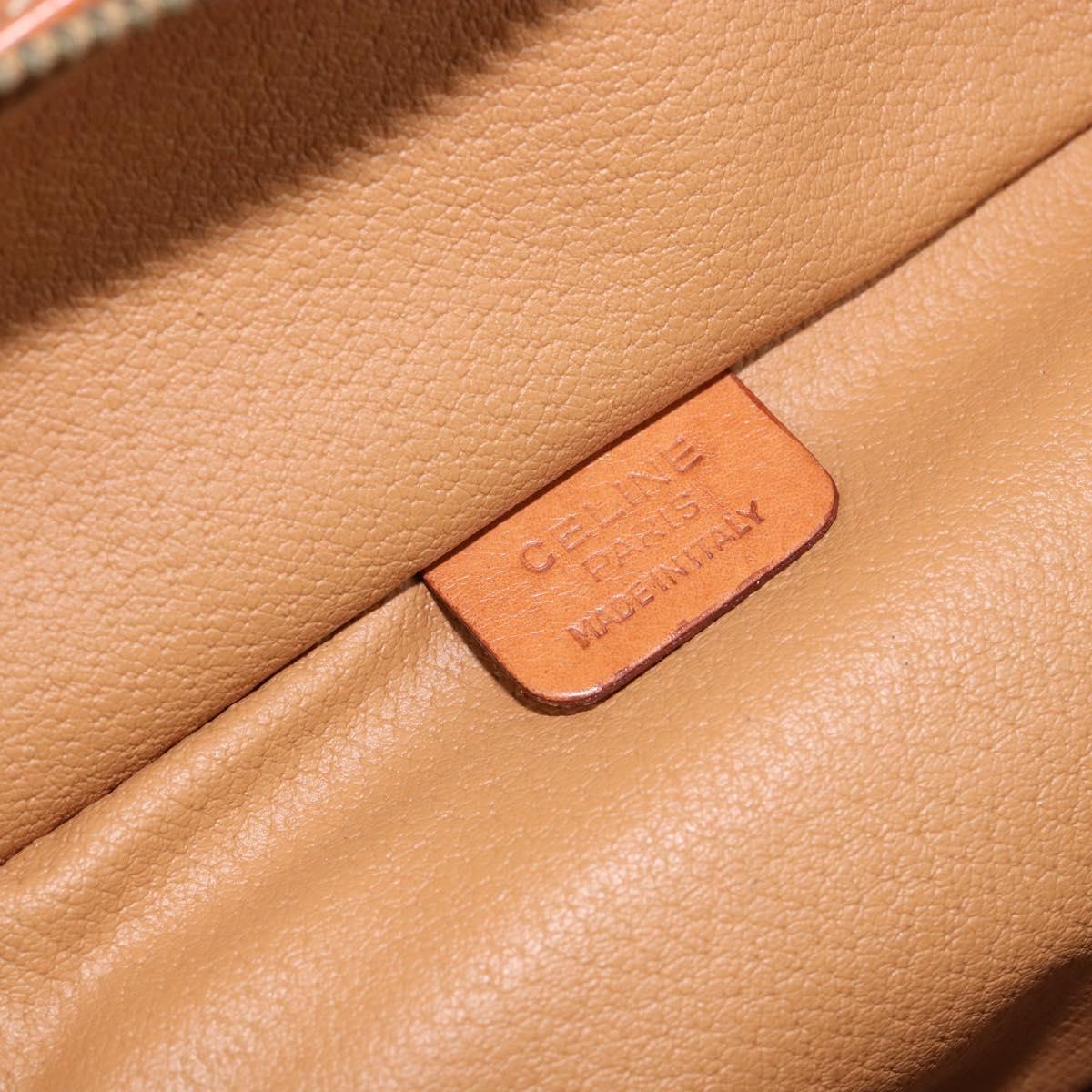 CELINE Macadam Canvas Vanity Pouch PVC Leather Brown Gold Auth ep11135