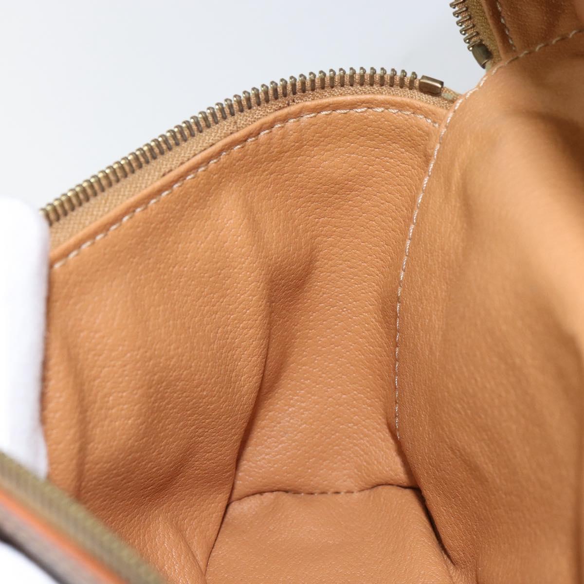 CELINE Macadam Canvas Vanity Pouch PVC Leather Brown Gold Auth ep11135