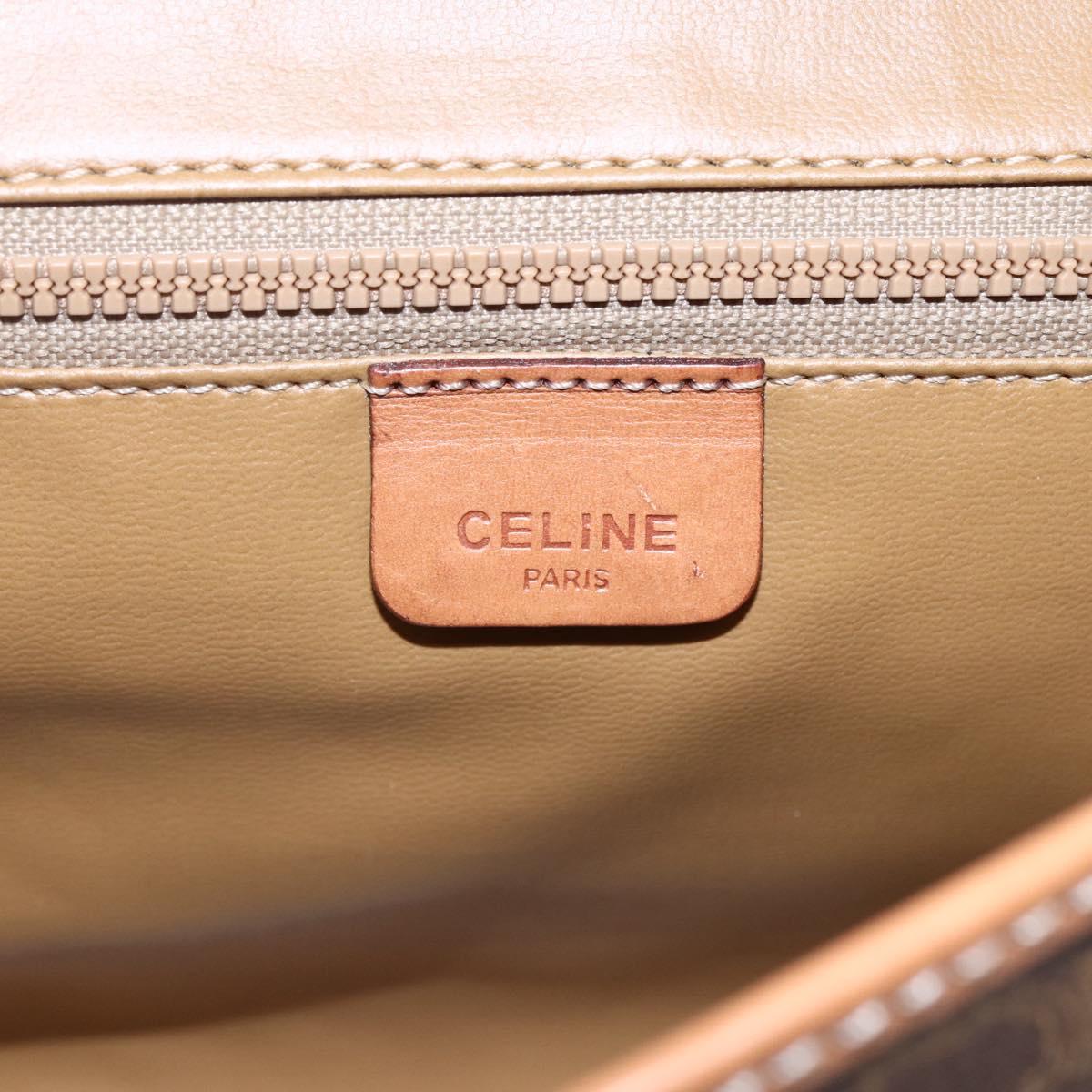 CELINE Macadam Canvas Shoulder Bag PVC Leather Brown Gold Auth ep11137