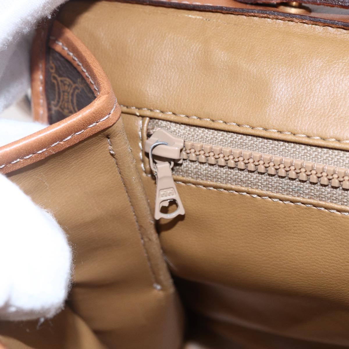 CELINE Macadam Canvas Shoulder Bag PVC Leather Brown Gold Auth ep11137