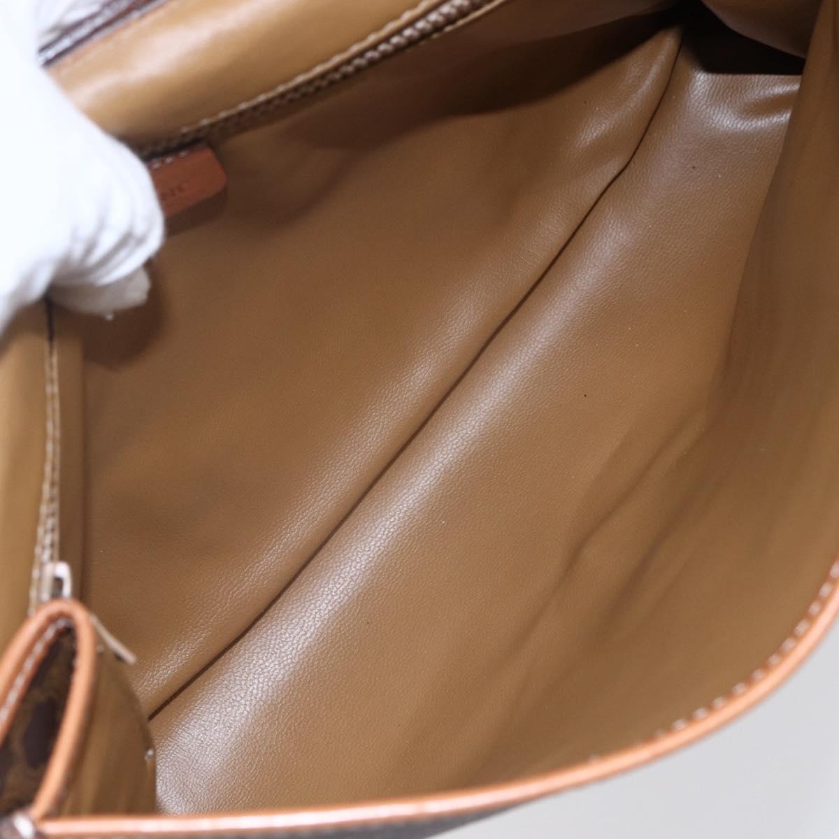 CELINE Macadam Canvas Shoulder Bag PVC Leather Brown Gold Auth ep11137