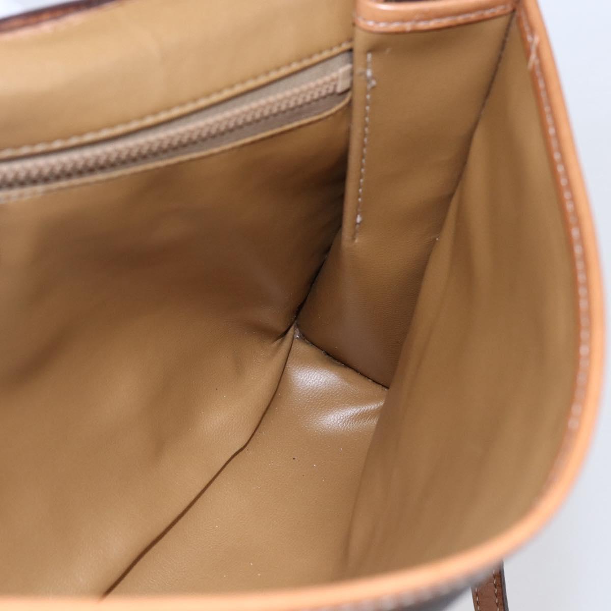 CELINE Macadam Canvas Shoulder Bag PVC Leather Brown Gold Auth ep11137