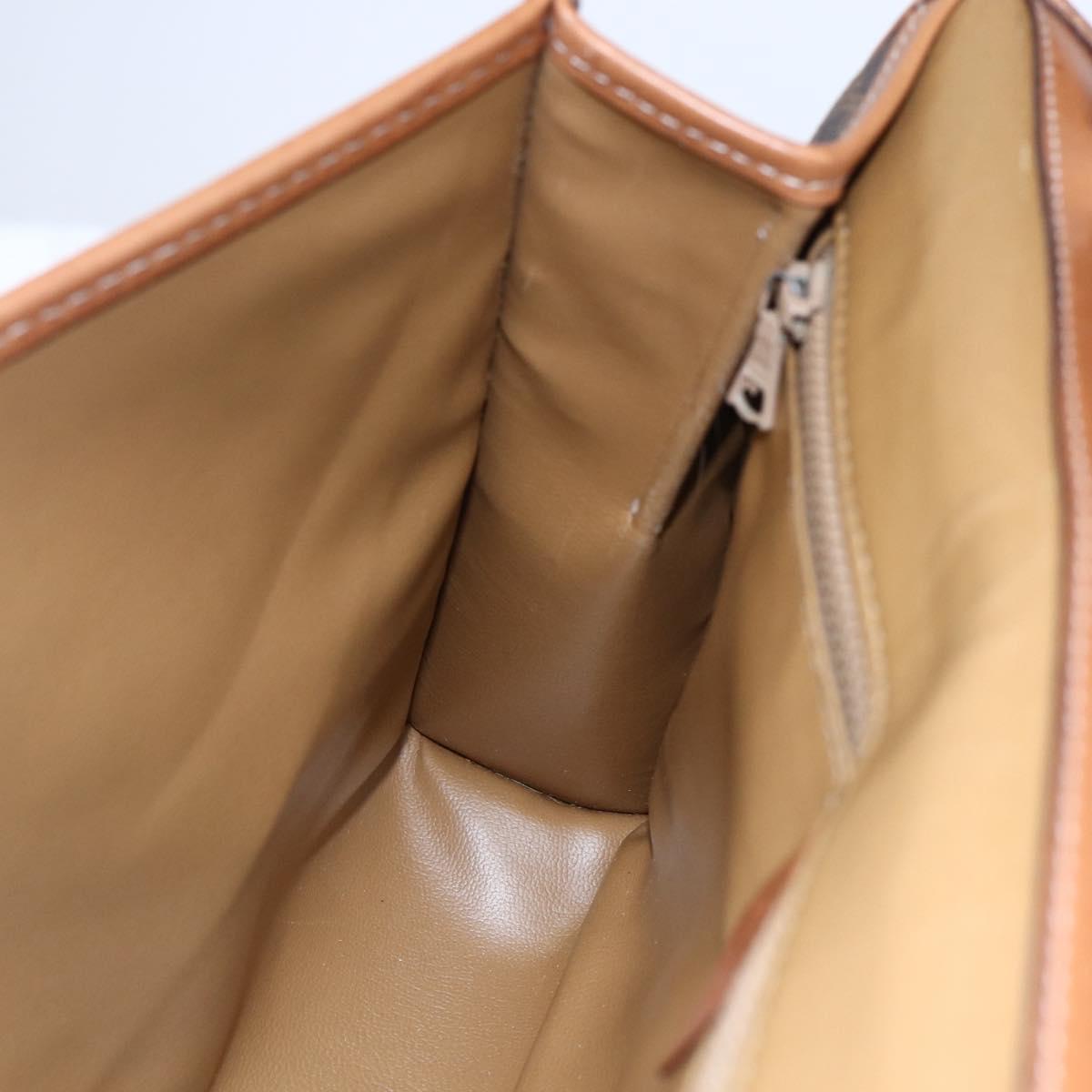 CELINE Macadam Canvas Shoulder Bag PVC Leather Brown Gold Auth ep11137