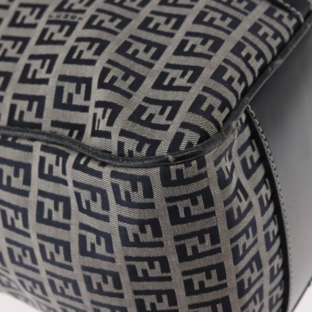 FENDI Zucchino Canvas Tote Bag Navy Gold Auth ep11139