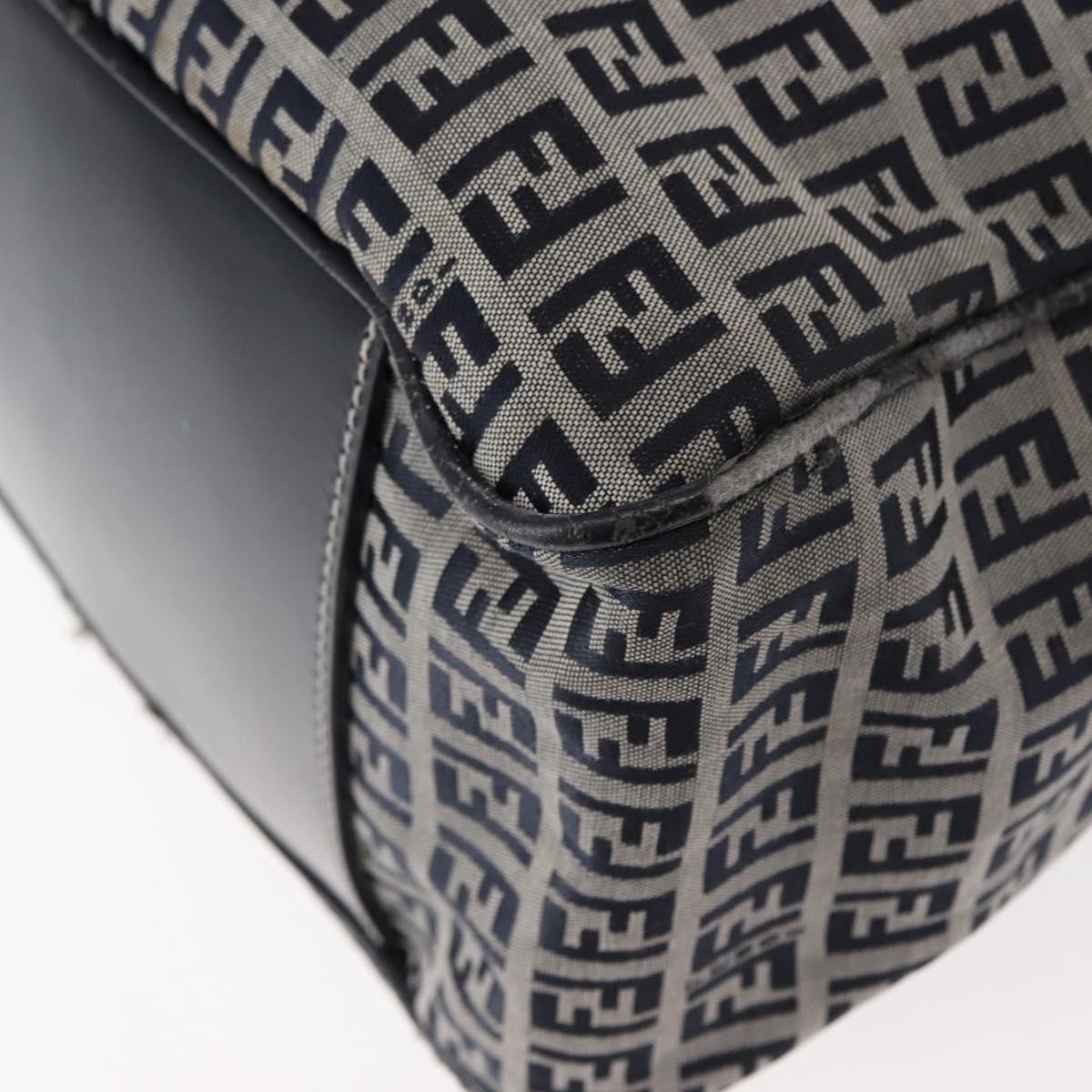 FENDI Zucchino Canvas Tote Bag Navy Gold Auth ep11139