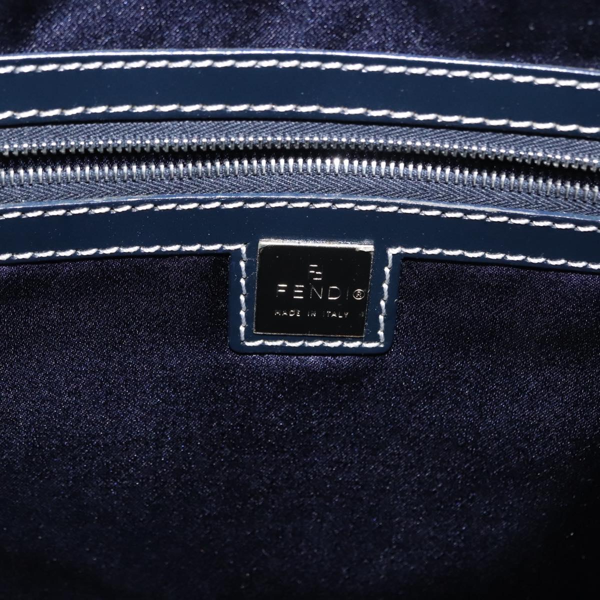 FENDI Zucchino Canvas Tote Bag Navy Gold Auth ep11139