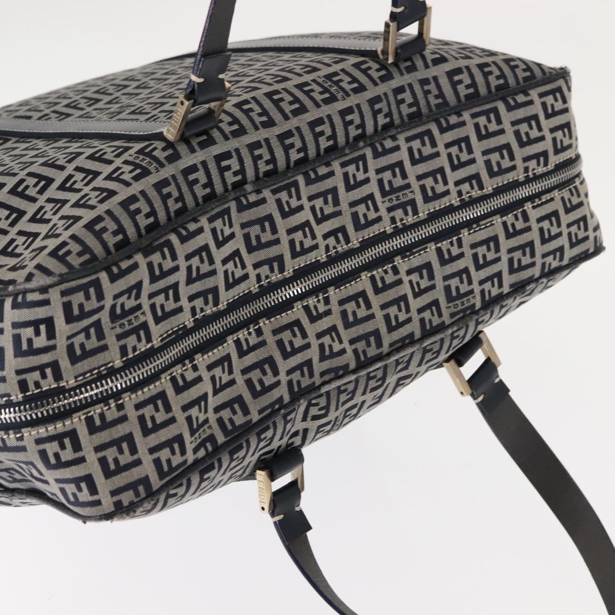 FENDI Zucchino Canvas Tote Bag Navy Gold Auth ep11139