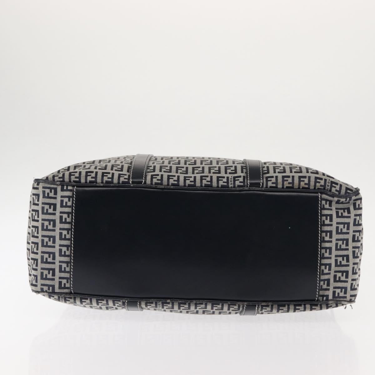 FENDI Zucchino Canvas Tote Bag Navy Gold Auth ep11139