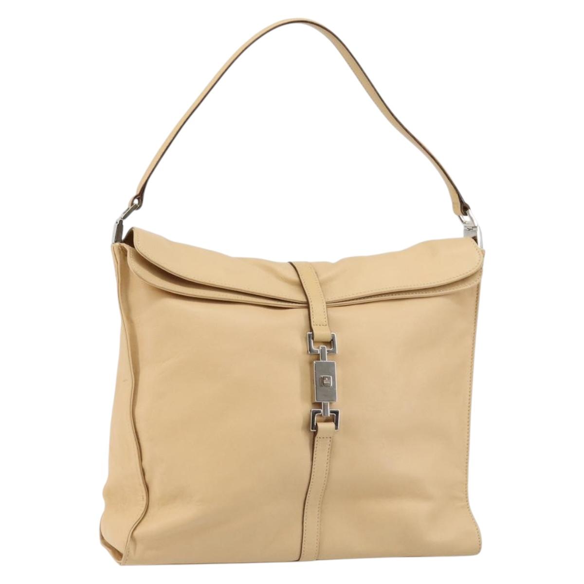 GUCCI Jackie Shoulder Bag Leather Beige Auth ep11140