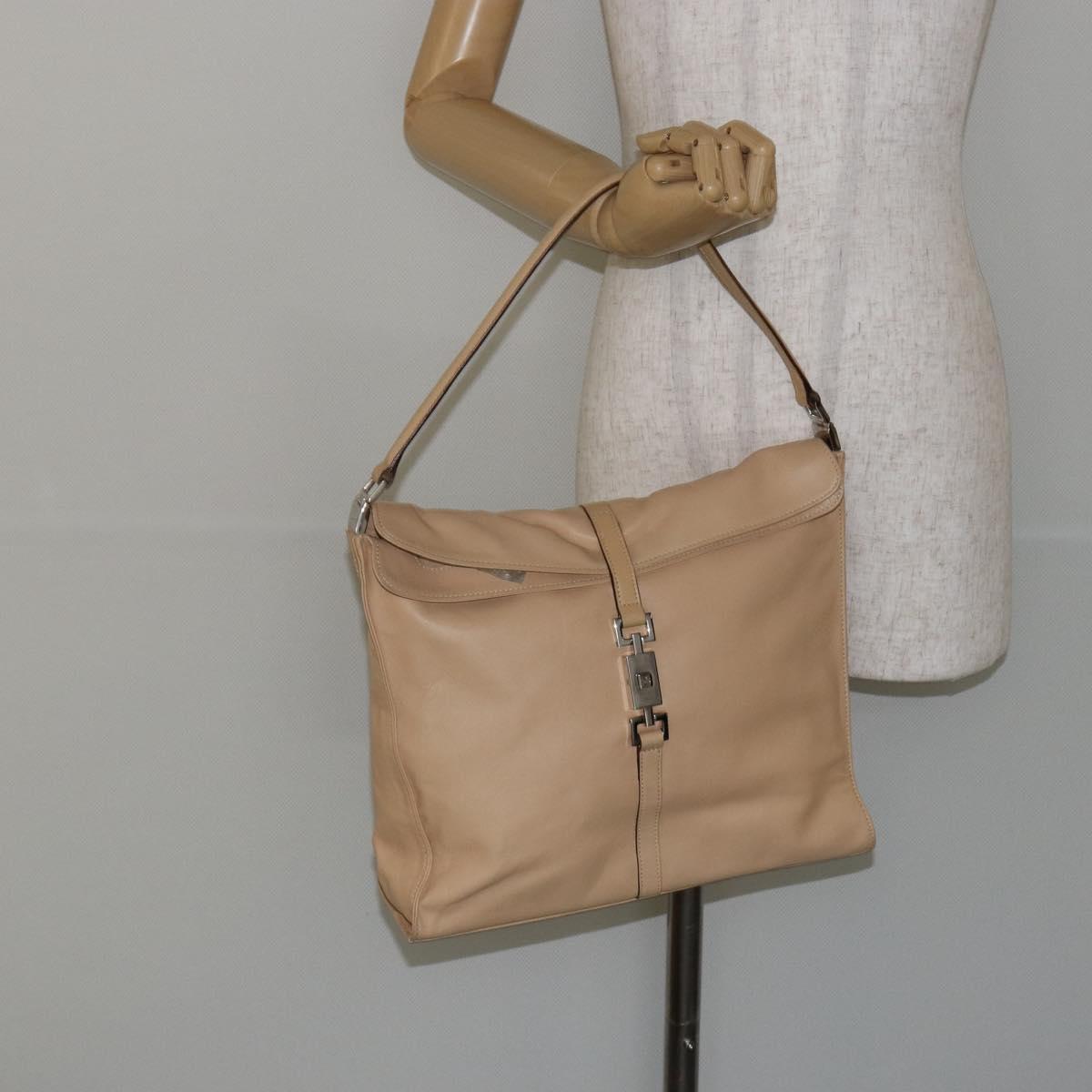 GUCCI Jackie Shoulder Bag Leather Beige Auth ep11140