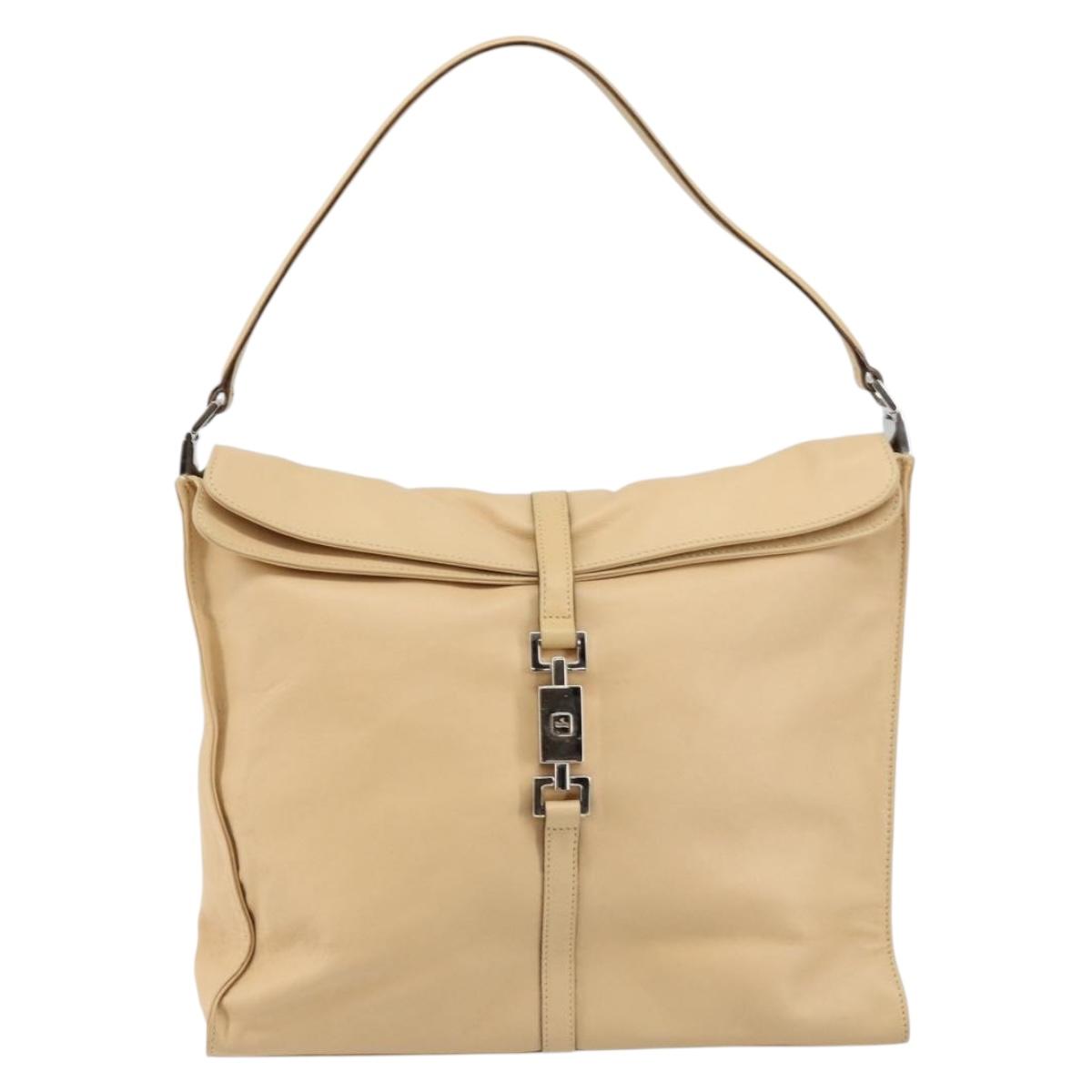 GUCCI Jackie Shoulder Bag Leather Beige Auth ep11140