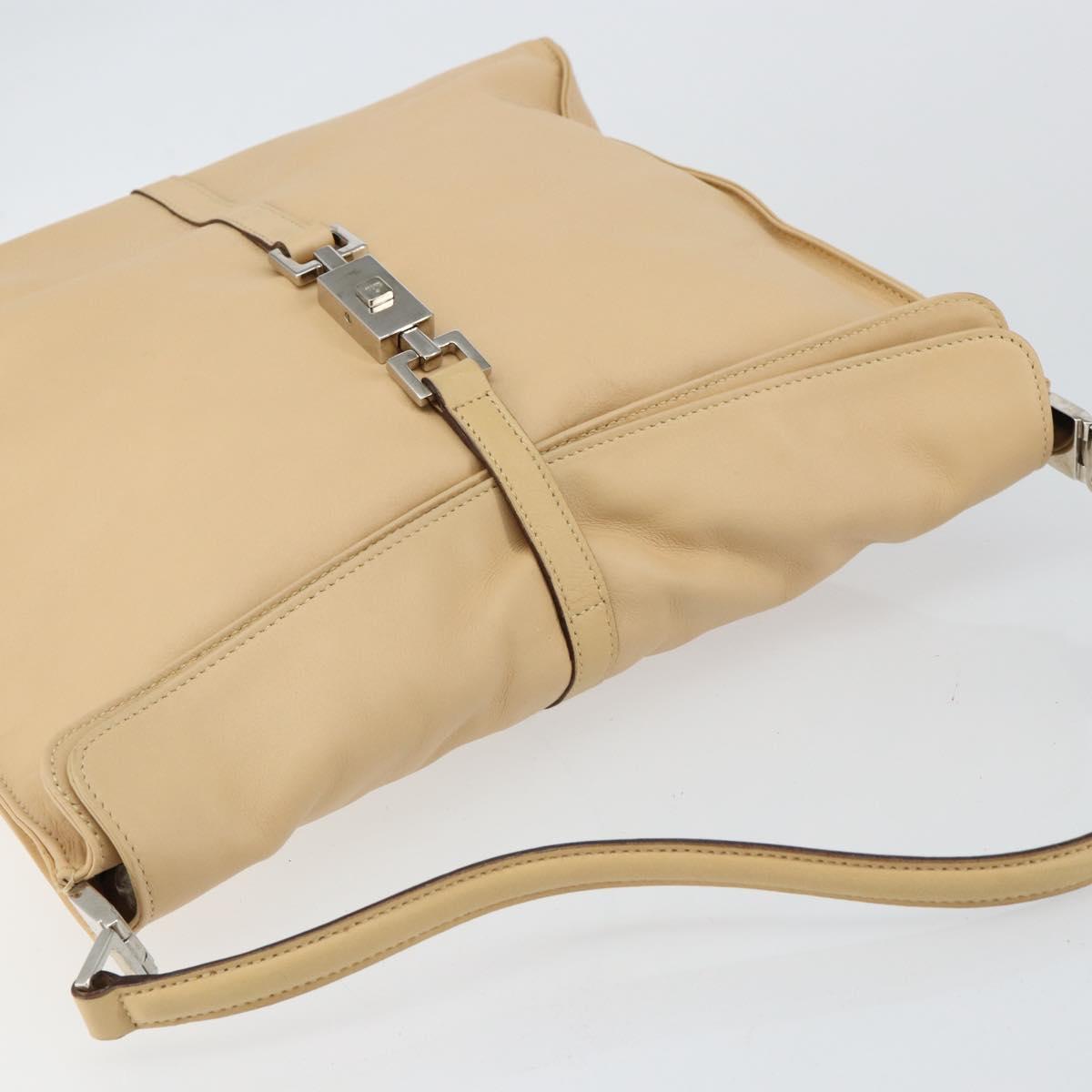 GUCCI Jackie Shoulder Bag Leather Beige Auth ep11140