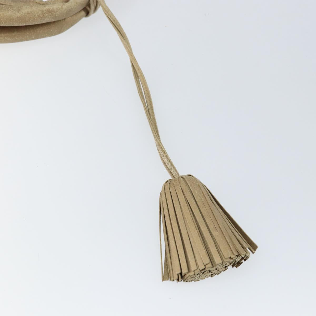 LOEWE Shoulder Bag Leather Beige Gold Auth ep11142