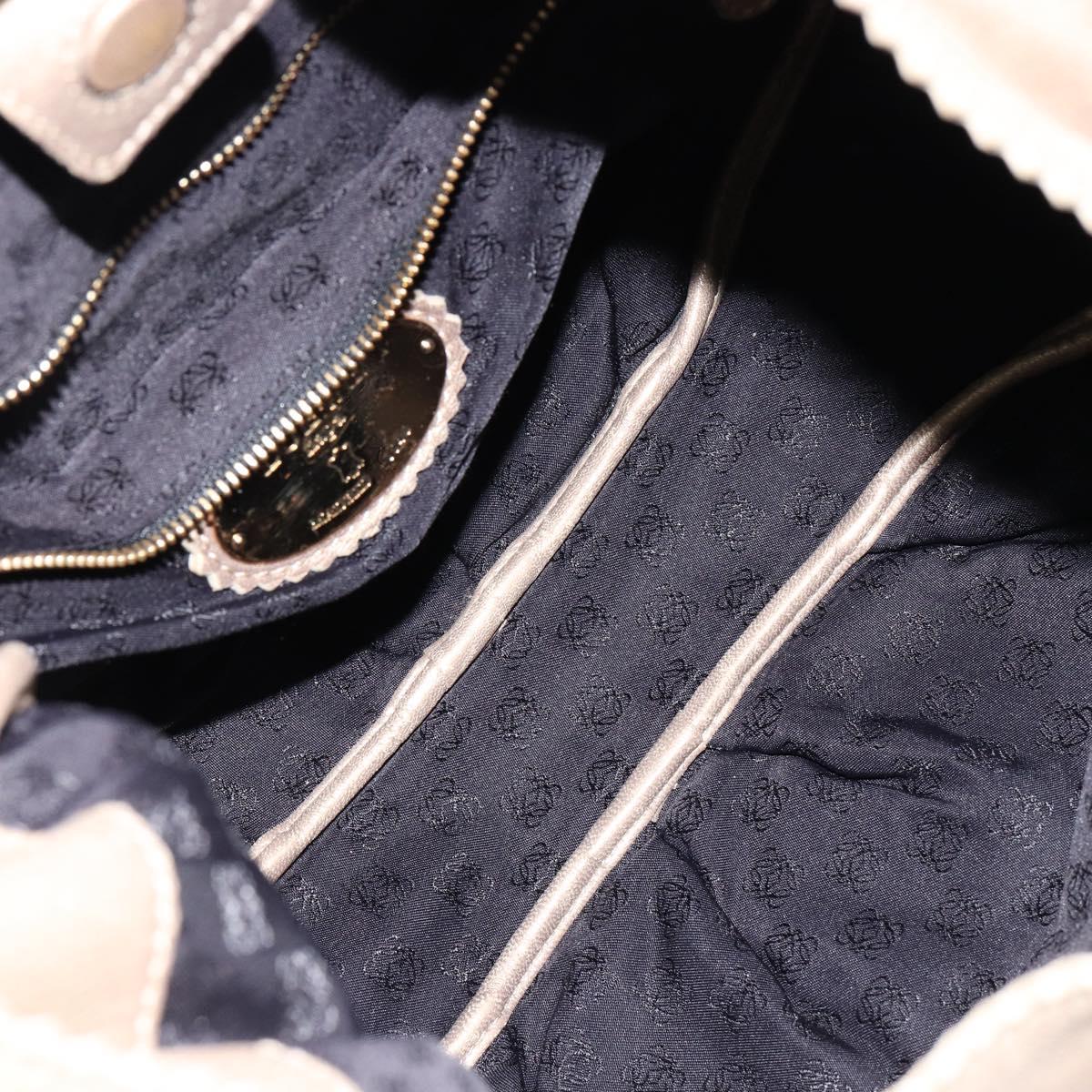 LOEWE Shoulder Bag Leather Beige Gold Auth ep11142