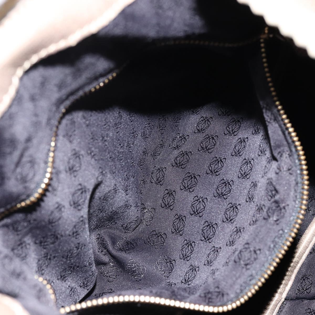 LOEWE Shoulder Bag Leather Beige Gold Auth ep11142