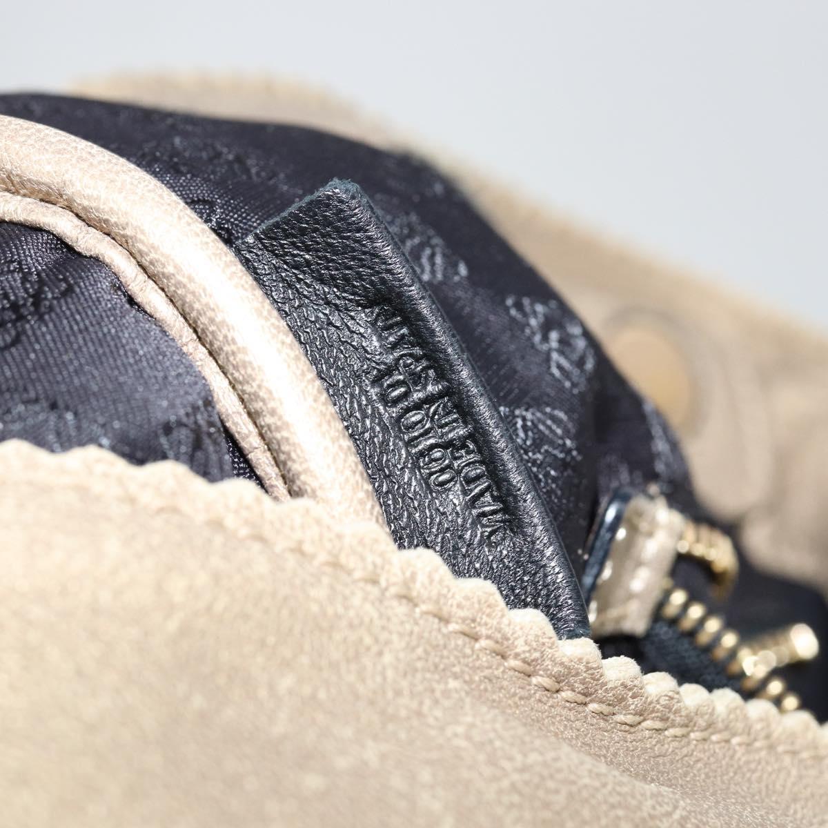 LOEWE Shoulder Bag Leather Beige Gold Auth ep11142