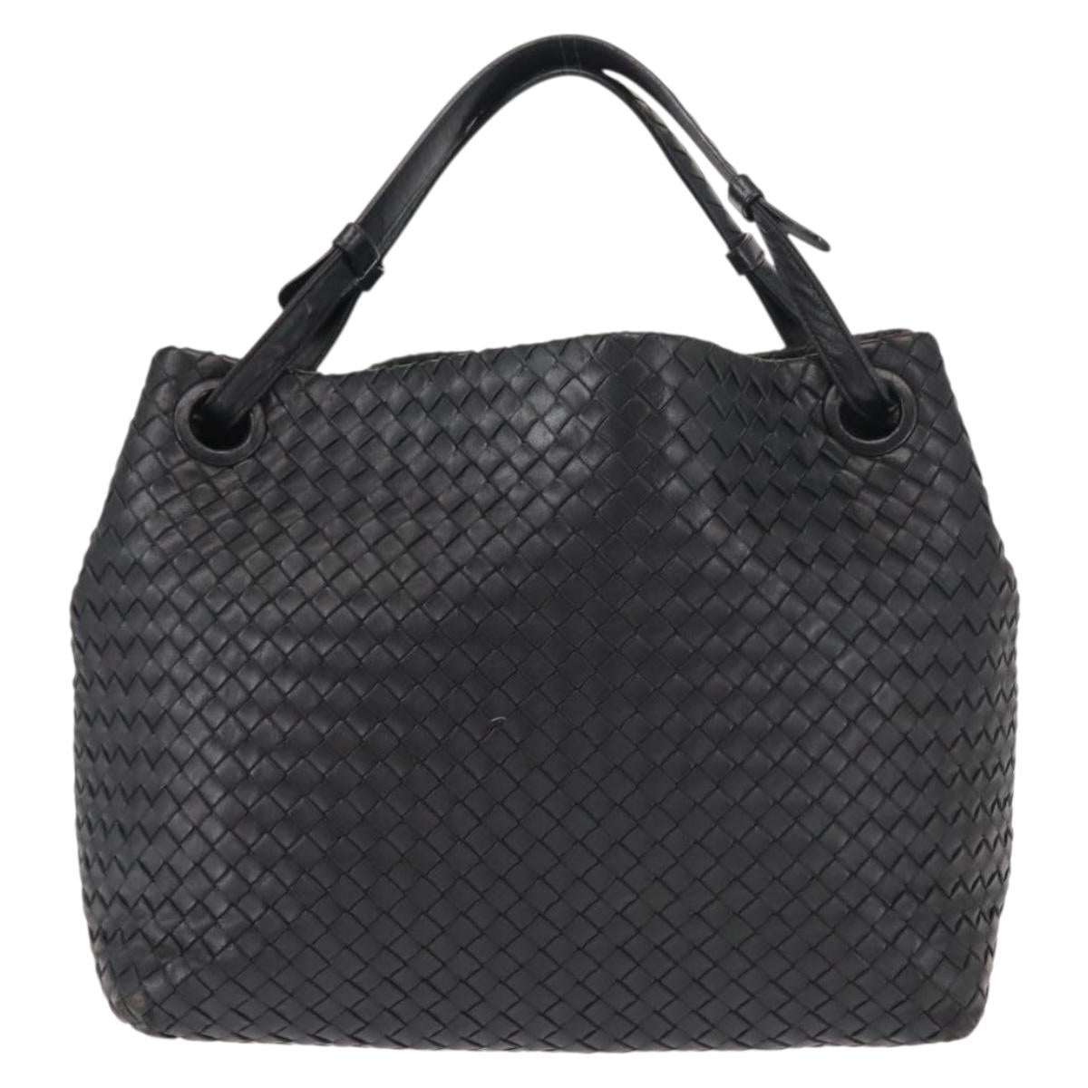 BOTTEGA VENETA INTRECCIATO Garda bag Hand Bag Leather Black 179320 Auth ep11148