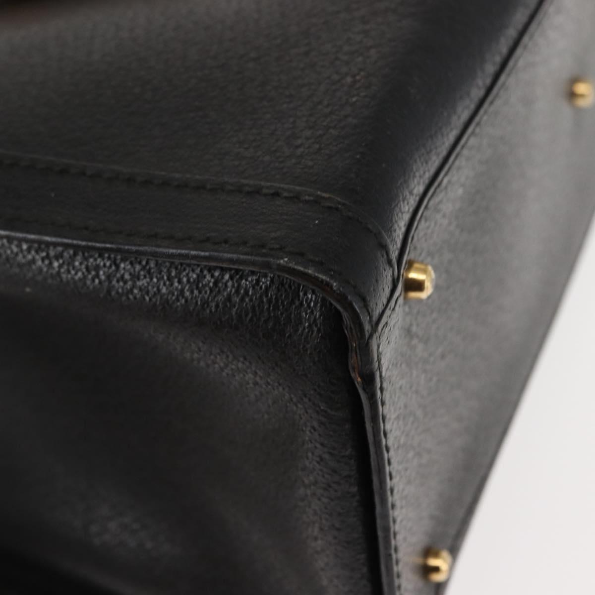 GUCCI Bamboo Hand Bag Leather Black Auth ep11149