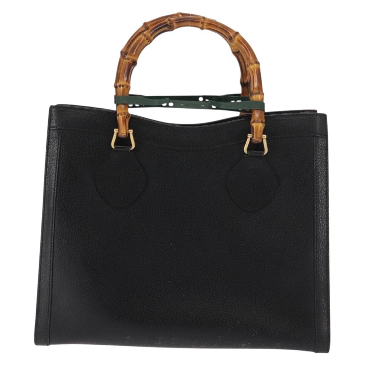 GUCCI Bamboo Hand Bag Leather Black Auth ep11149