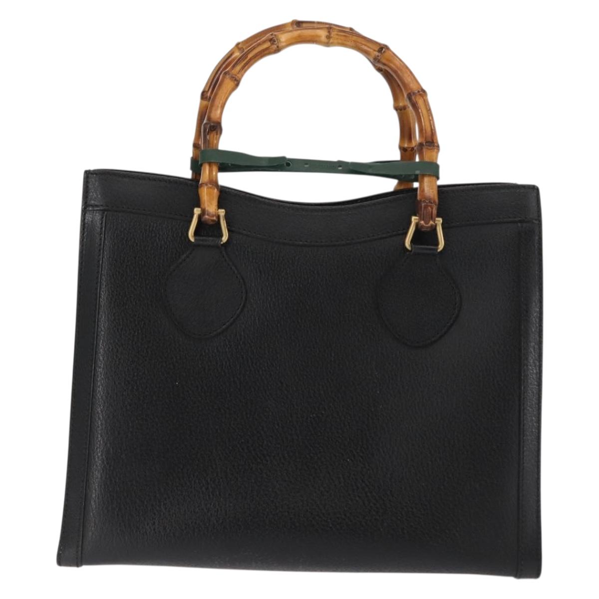 GUCCI Bamboo Hand Bag Leather Black Auth ep11149