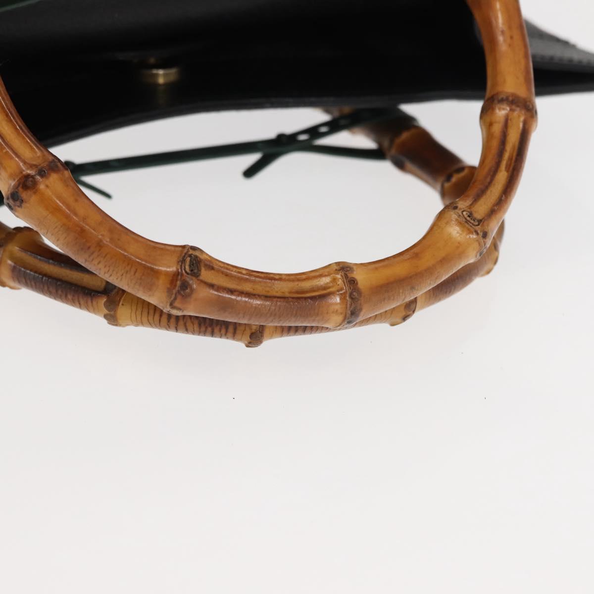 GUCCI Bamboo Hand Bag Leather Black Auth ep11149