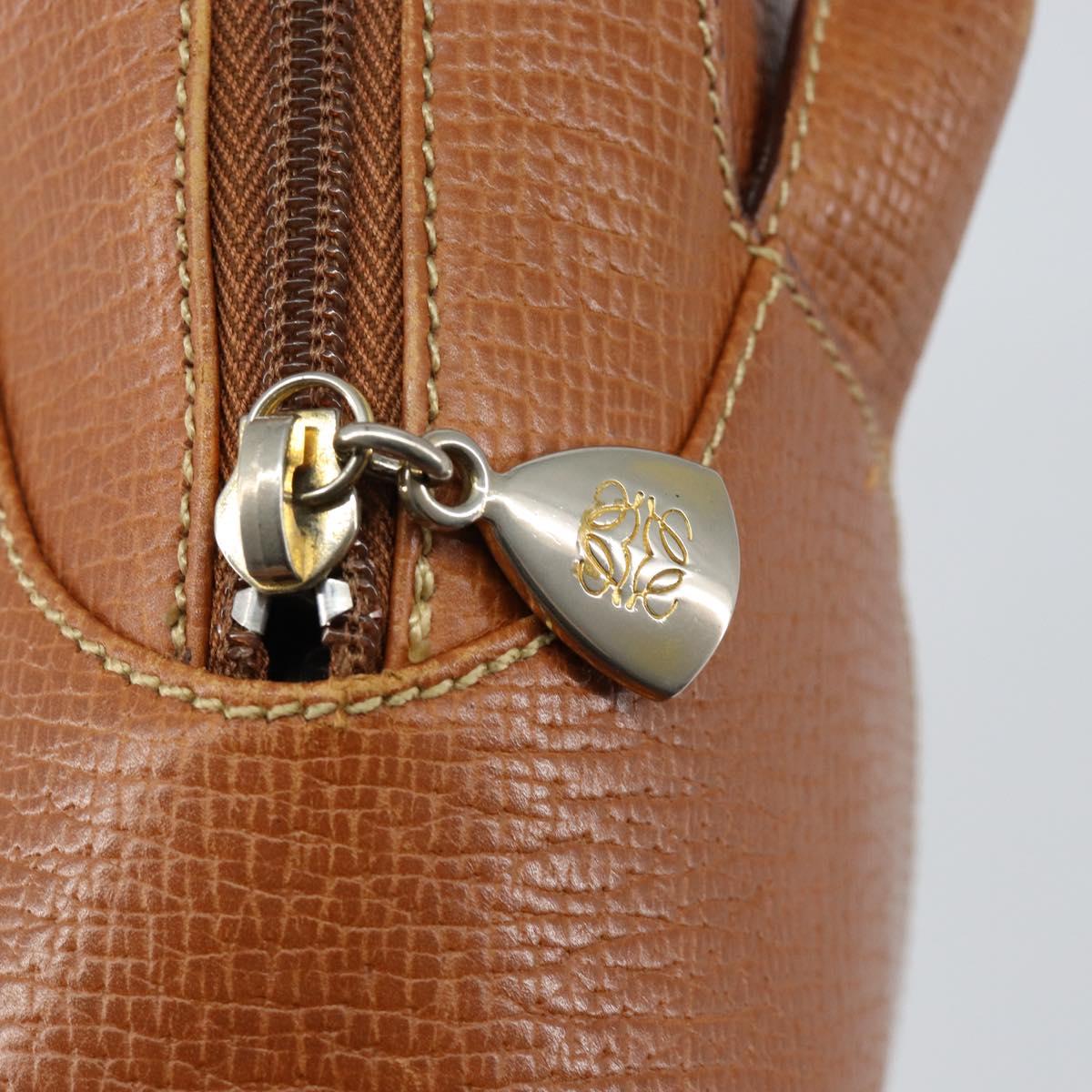 LOEWE Hand Bag Leather Brown Auth ep11153