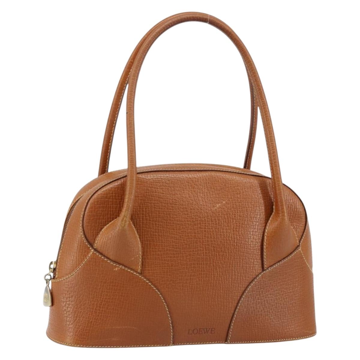 LOEWE Hand Bag Leather Brown Auth ep11153