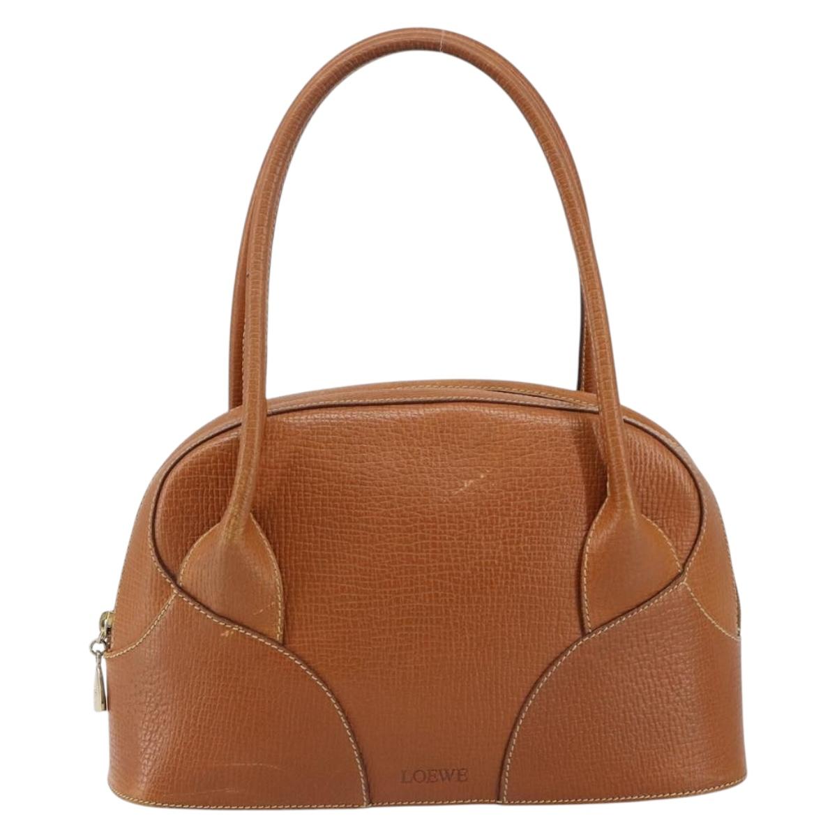 LOEWE Hand Bag Leather Brown Auth ep11153