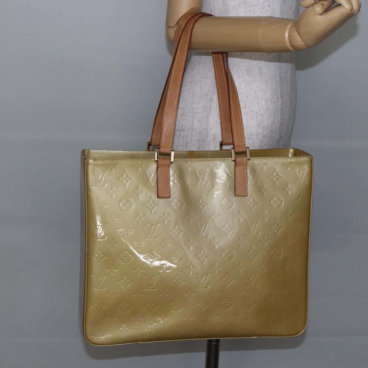 LOUIS VUITTON Monogram Vernis Columbus Tote Bag Beige M91023 LV Auth ep11155