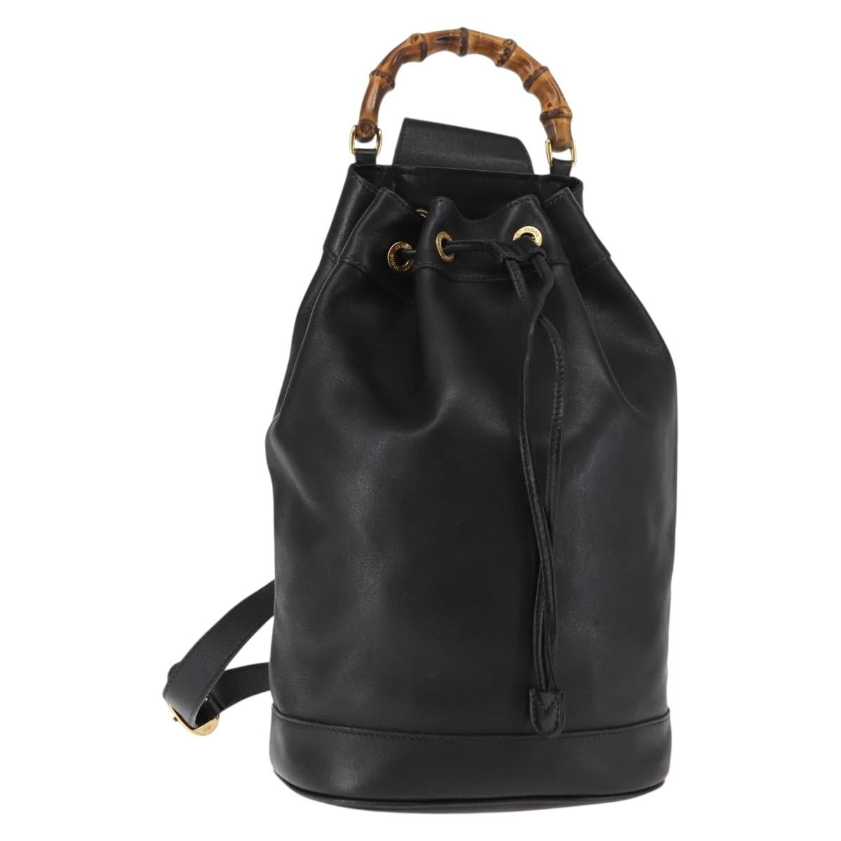 GUCCI Bamboo Body Bag Leather Black Auth ep11156