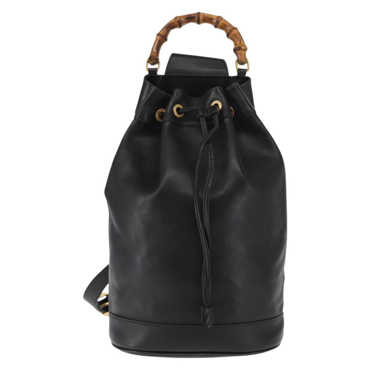 GUCCI Bamboo Body Bag Leather Black Auth ep11156