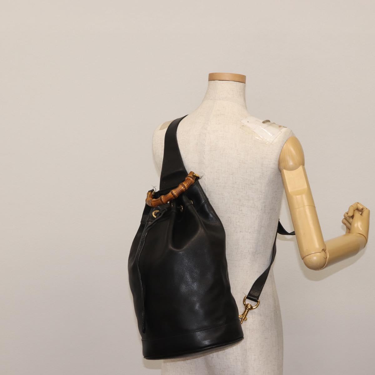 GUCCI Bamboo Body Bag Leather Black Auth ep11156