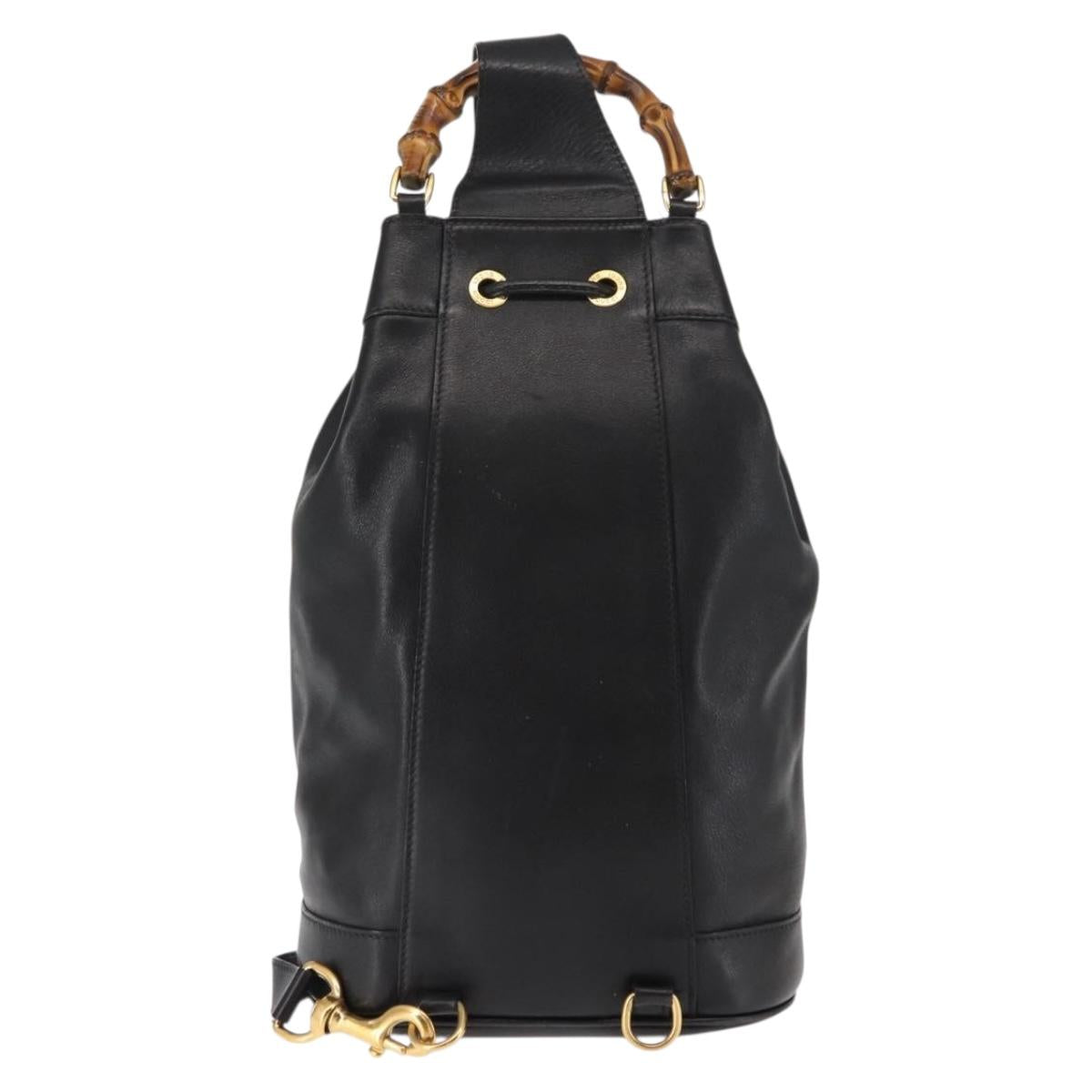 GUCCI Bamboo Body Bag Leather Black Auth ep11156
