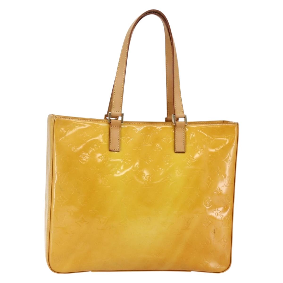 LOUIS VUITTON Monogram Vernis Columbus Tote Bag Lime Yellow M91047 Auth ep11160