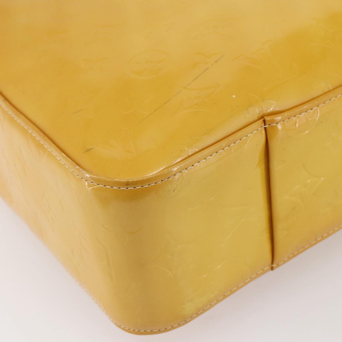 LOUIS VUITTON Monogram Vernis Columbus Tote Bag Lime Yellow M91047 Auth ep11160