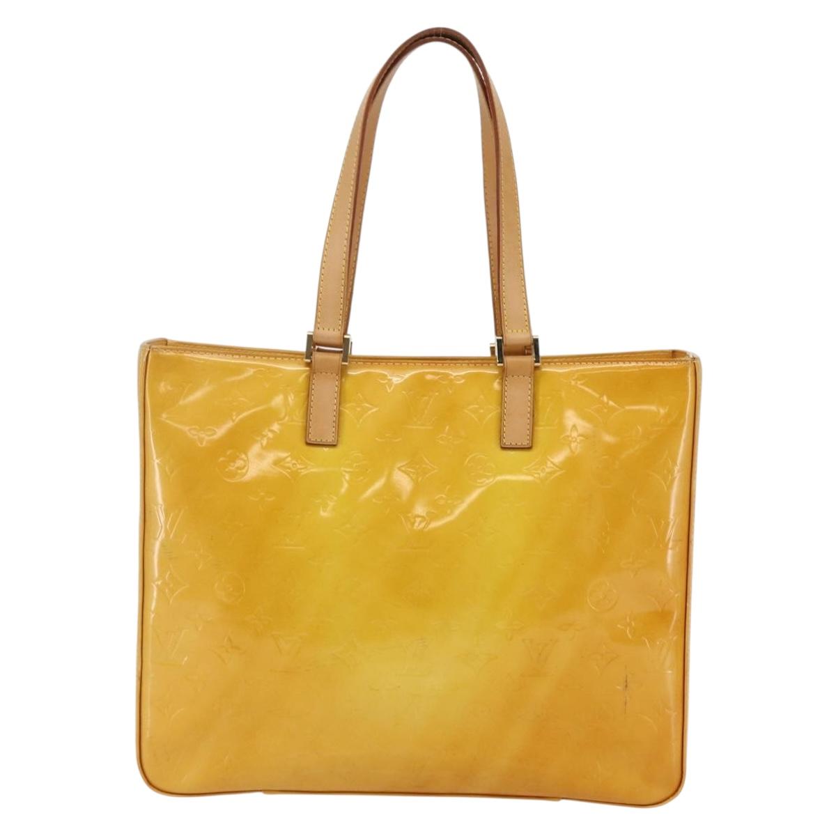 LOUIS VUITTON Monogram Vernis Columbus Tote Bag Lime Yellow M91047 Auth ep11160