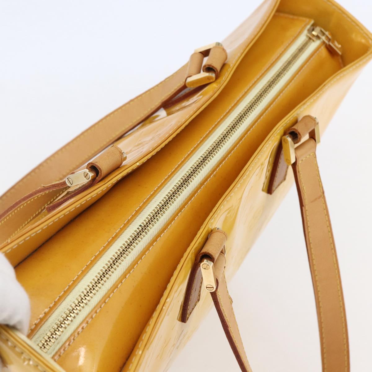 LOUIS VUITTON Monogram Vernis Columbus Tote Bag Lime Yellow M91047 Auth ep11160