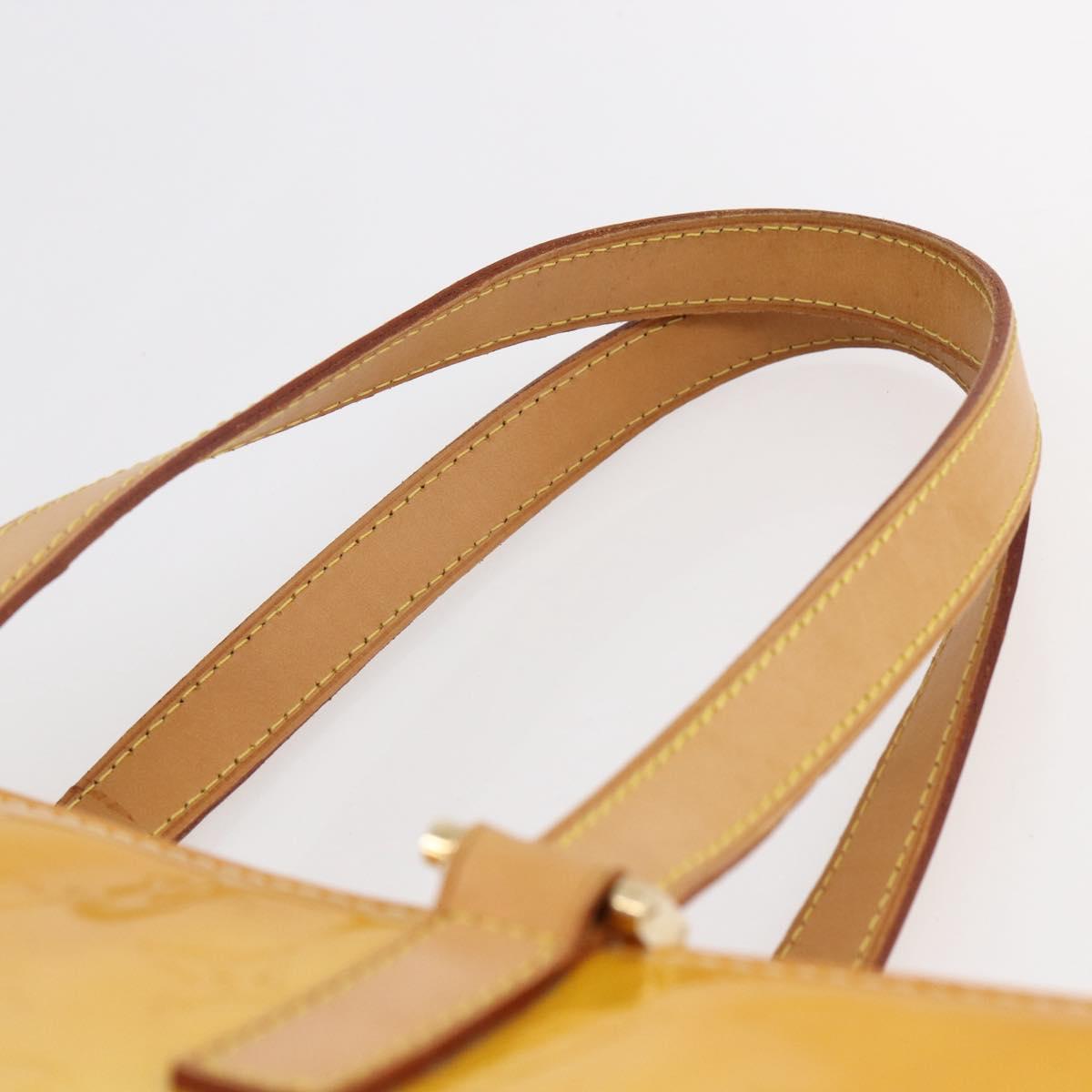 LOUIS VUITTON Monogram Vernis Columbus Tote Bag Lime Yellow M91047 Auth ep11160