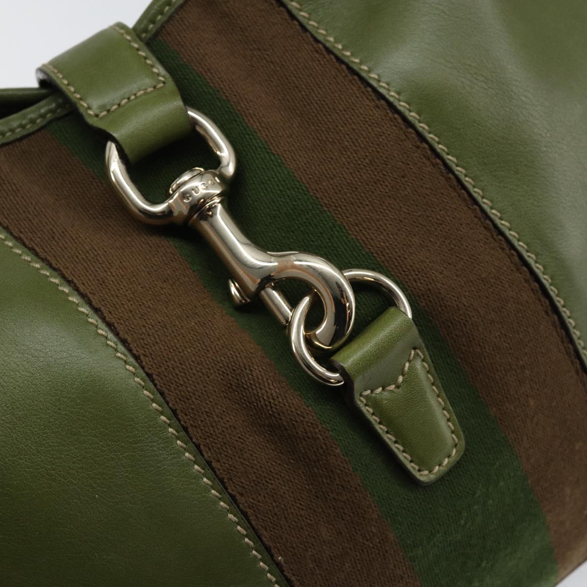 GUCCI Sherry Line Jackie Shoulder Bag Leather Green Brown Auth ep11162