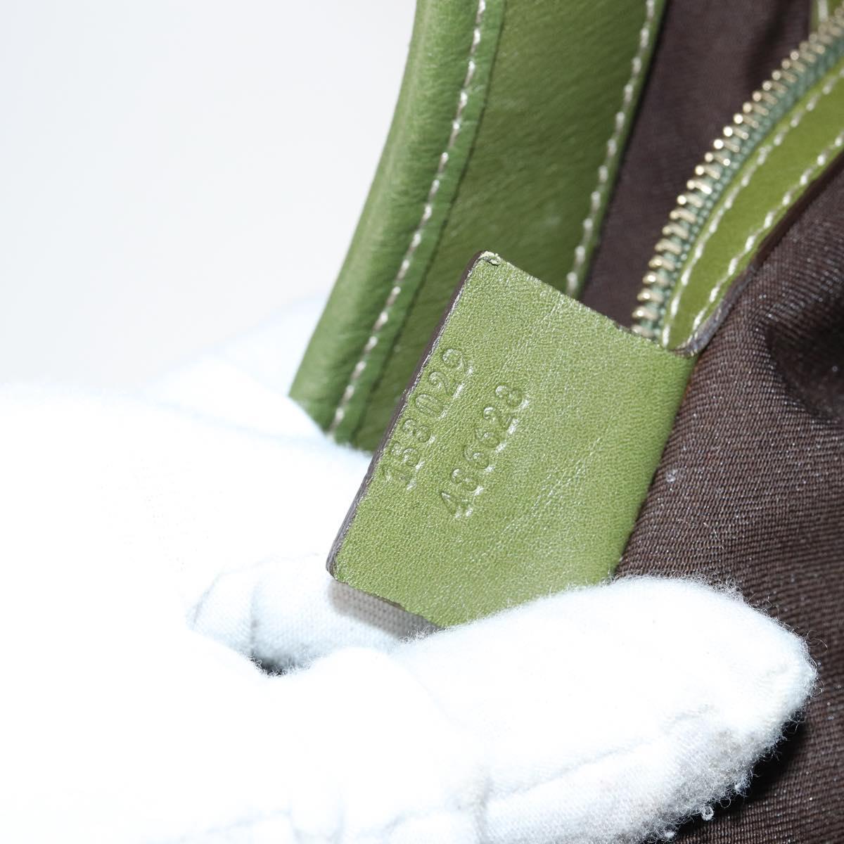 GUCCI Sherry Line Jackie Shoulder Bag Leather Green Brown Auth ep11162