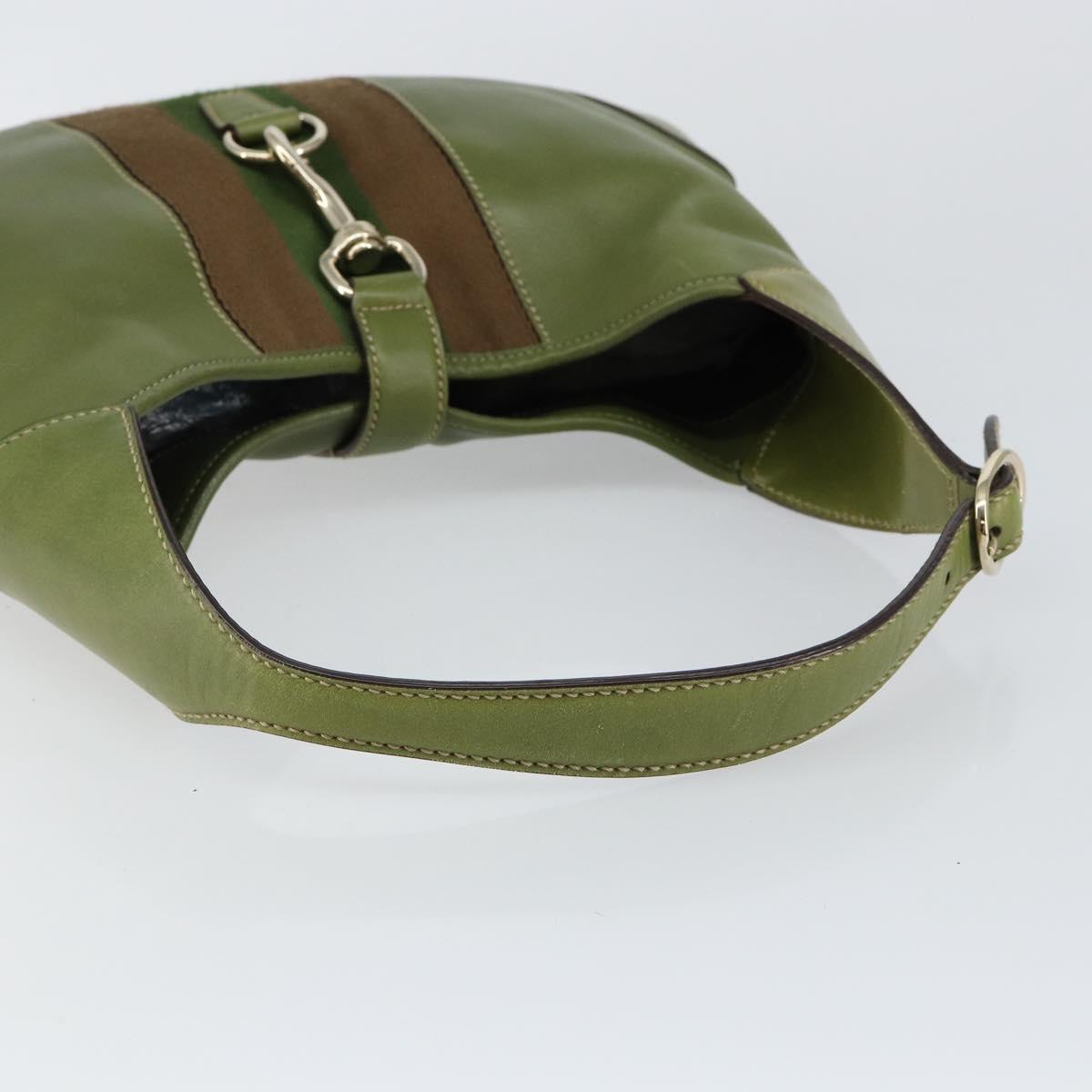 GUCCI Sherry Line Jackie Shoulder Bag Leather Green Brown Auth ep11162
