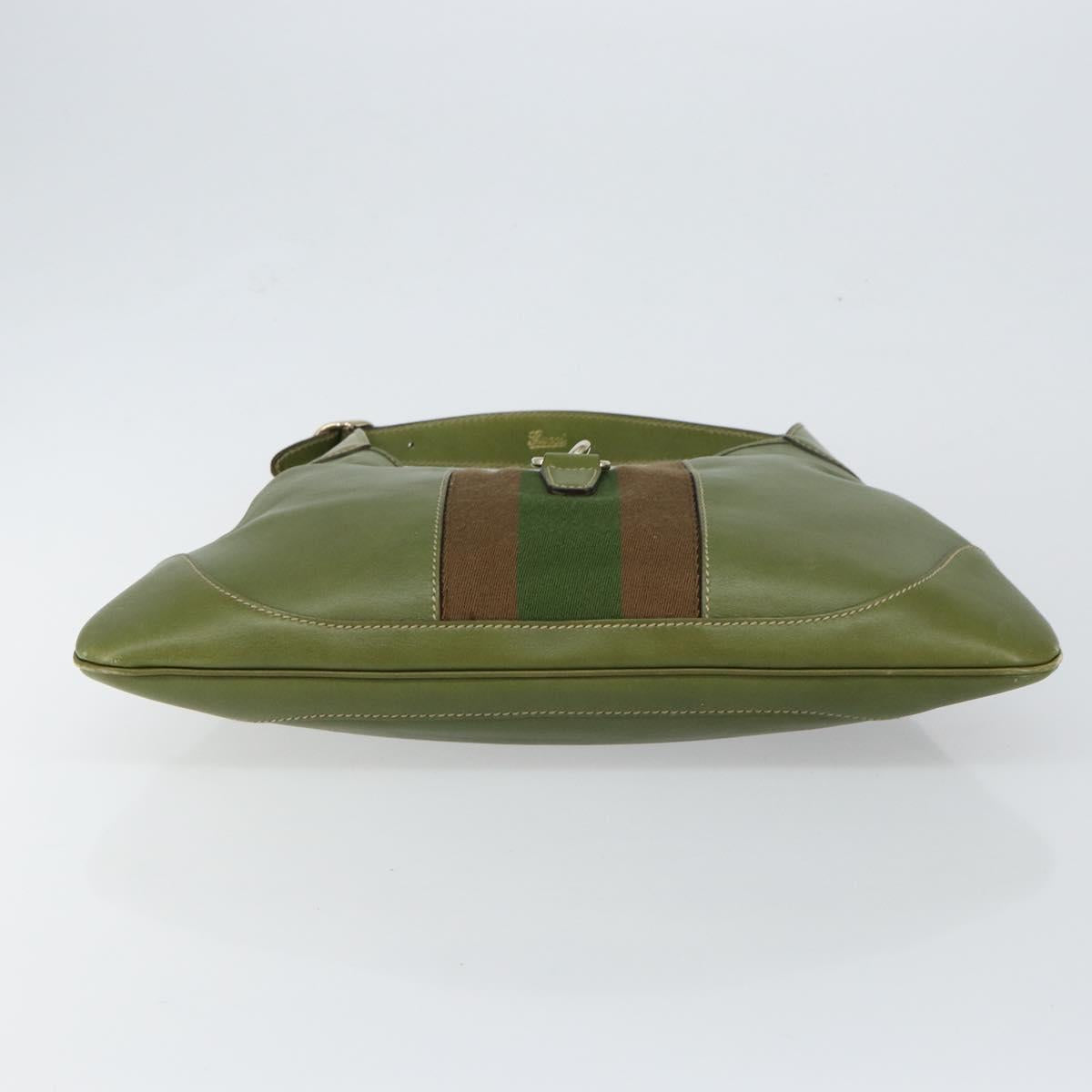 GUCCI Sherry Line Jackie Shoulder Bag Leather Green Brown Auth ep11162