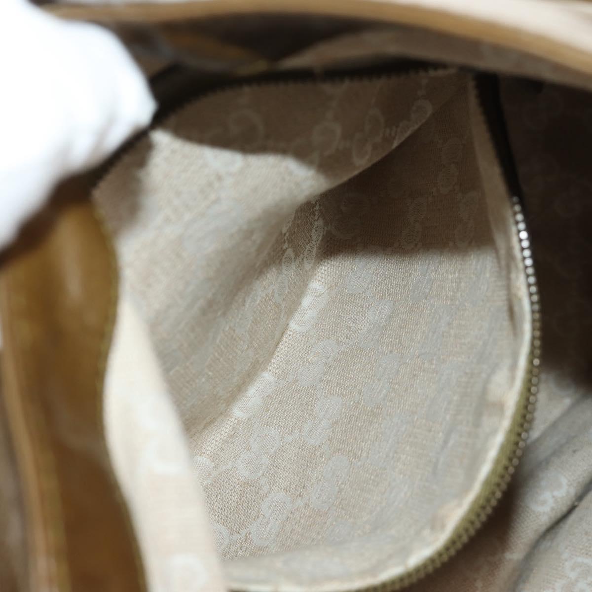 GUCCI Horsebit Shoulder Bag Leather Khaki Auth ep11163