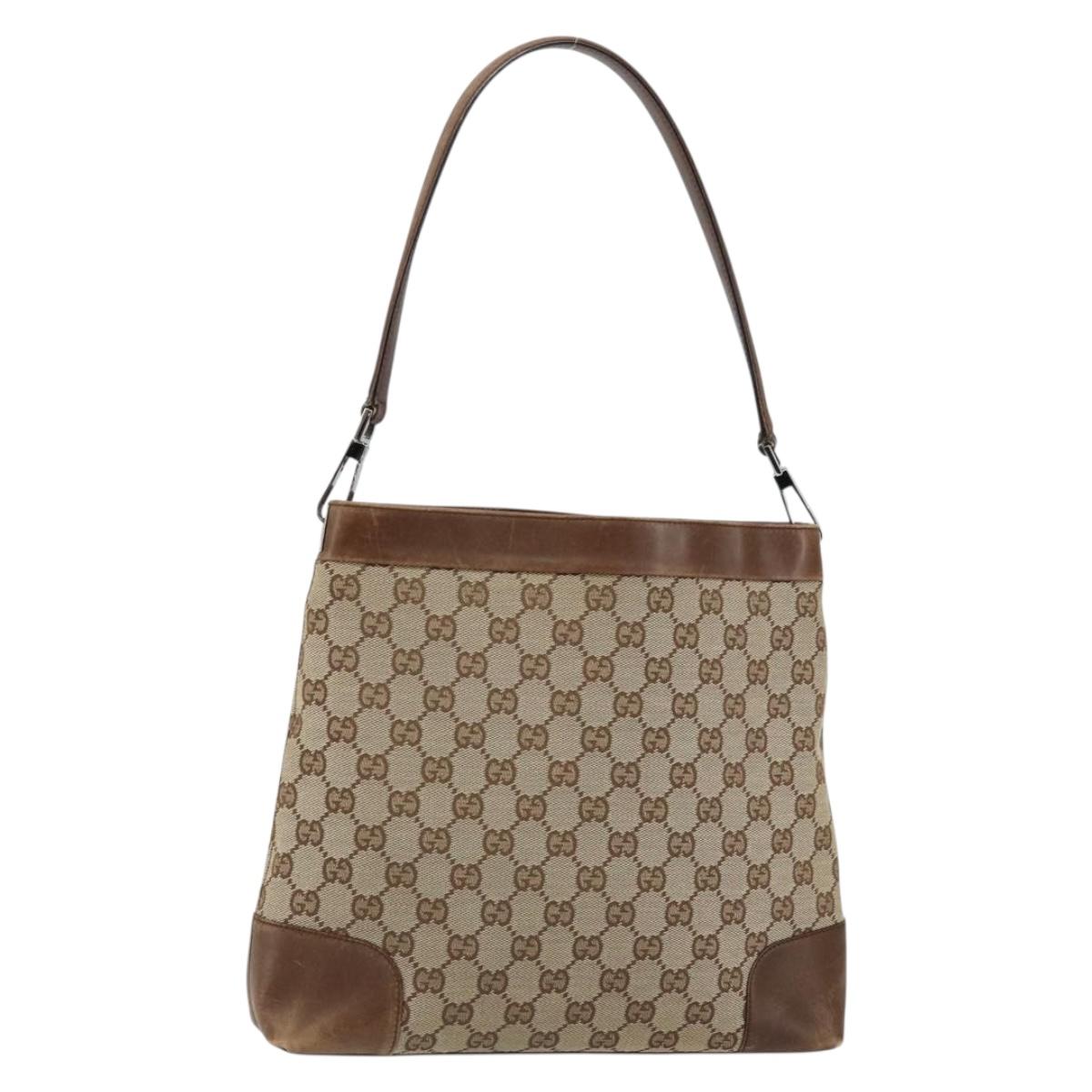 GUCCI GG Canvas Shoulder Bag Beige Brown Auth ep11167