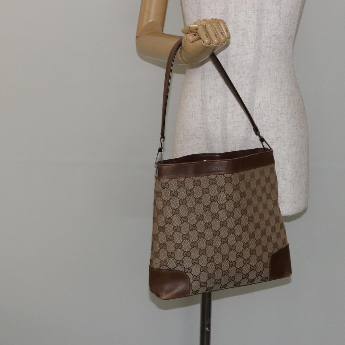 GUCCI GG Canvas Shoulder Bag Beige Brown Auth ep11167