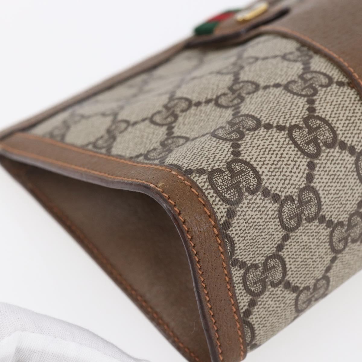 GUCCI GG Supreme Web Sherry Line Bag PVC Beige Gold 89 01 032 Auth ep11168