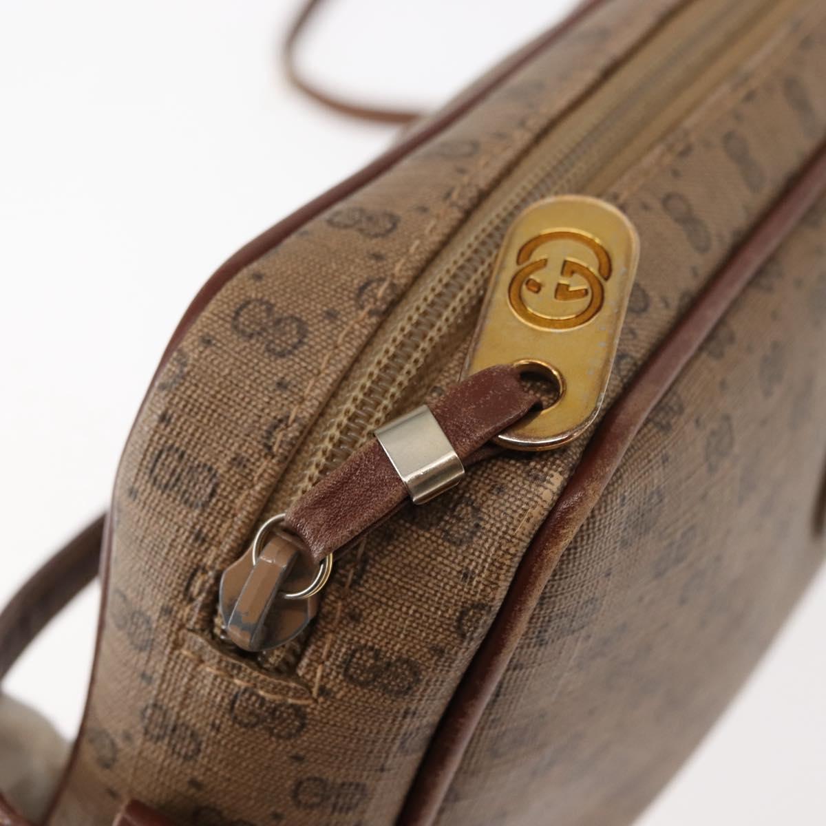 GUCCI Micro GG Supreme Shoulder Bag PVC Beige Gold Auth ep11169